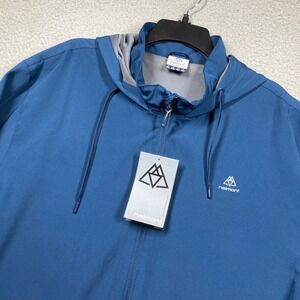 Haimont Windbreaker Jacket Mens 2XL Blue Hooded Full Zip Recycled RPET Shell